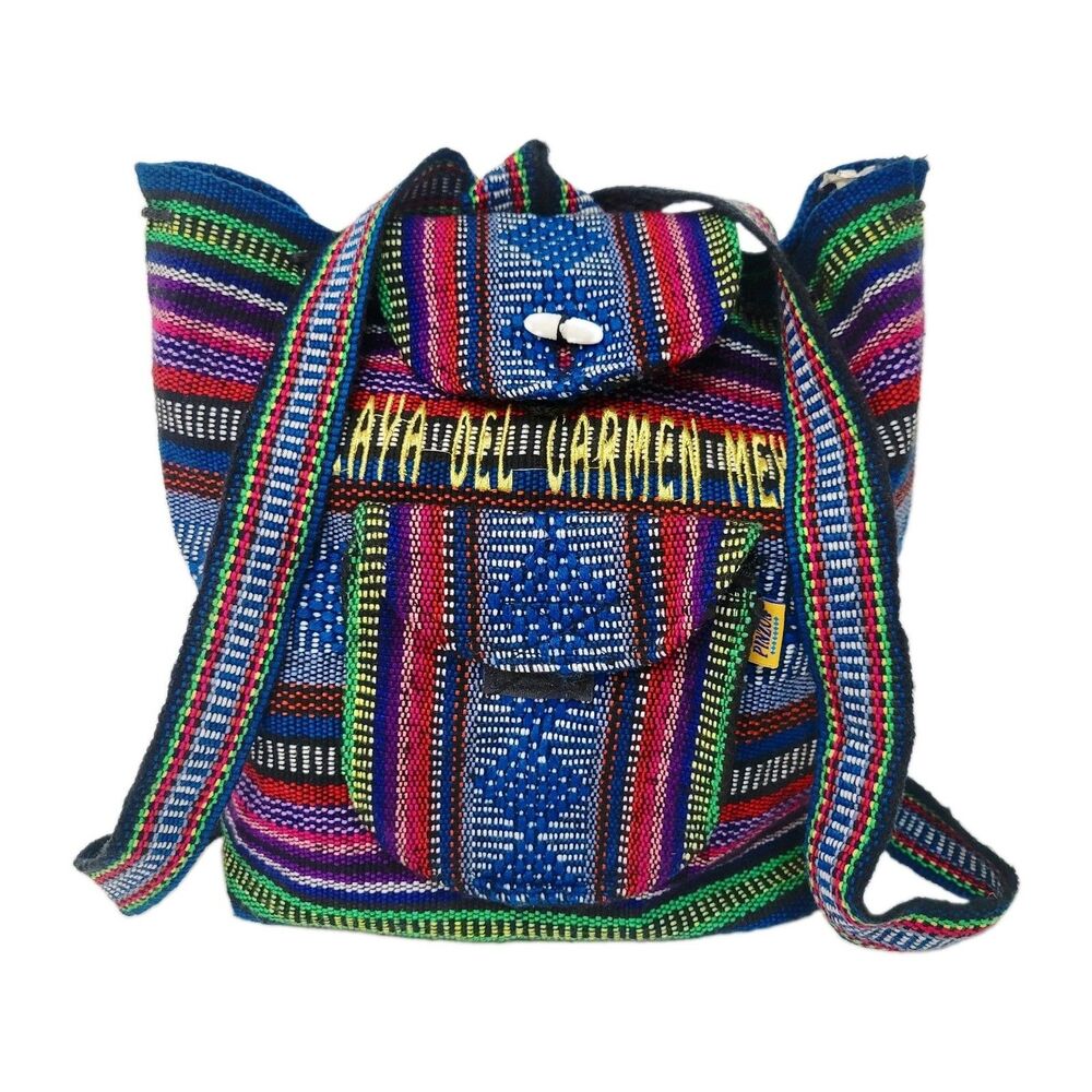 Pinzon Mexican Woven Backpack Playa del Carmen Boho Festival Artisan Travel Bag